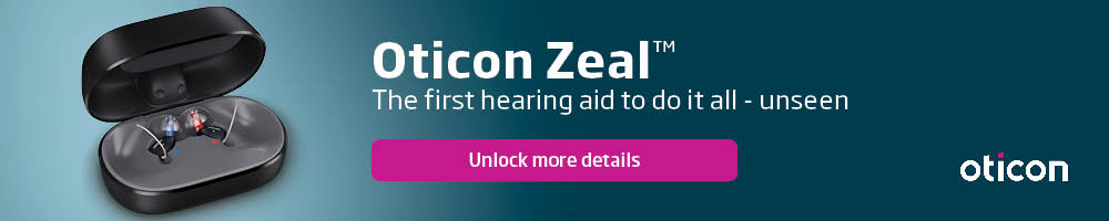 Oticon Zeal product photo - The first hearing aid to do it all - unseen | Unlock more details button